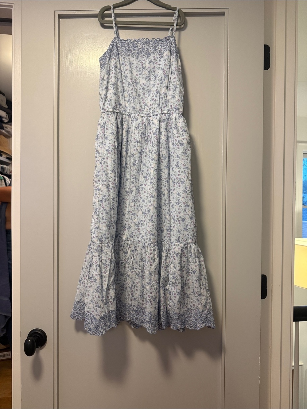 abercrombie kids Blue Floral Maxi Sundress with Scalloped Hem